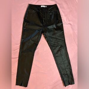 GIBSON LATIMER Classic High Rise Skinny Fit Faux Leather Pants Black Size 12